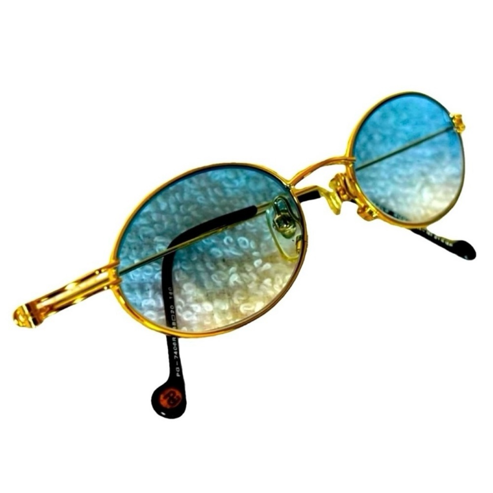 VERY RARE Authentic Gucci Coogi Brand Name Gold Metal Frame Blue Tint Sunglasses - Picture 13 of 14